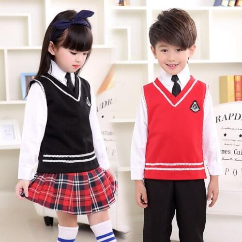 Spring Autumn Children School Uniform Sets Festival Stage Performance Kids Student Outfits Preppy Style Boys Girls Costume 3-13T