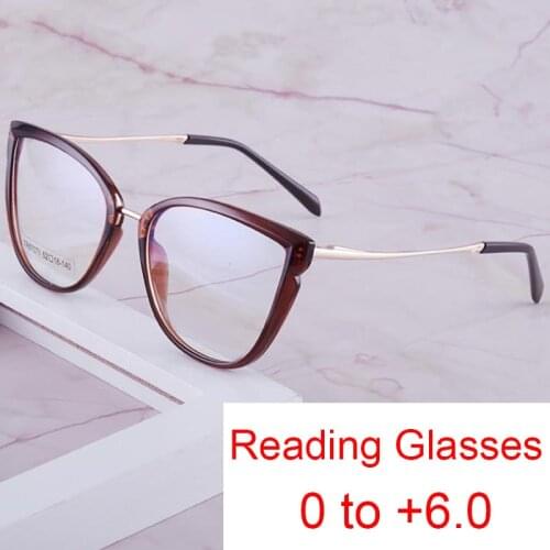 Vintage Cat Eye Glasses TR90 Optics Frame Anti Blue Light Luxury Designer Womens Reading Glasses Computer Presbyopia Eyewear
