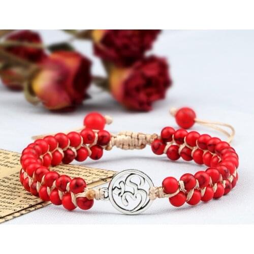 Vintage Red Turquoises Beads Bracelet Men Tree of Life OM Natural Stone Bracelets&Bangles Gift Friend Yoga Women Fashion Jewelry