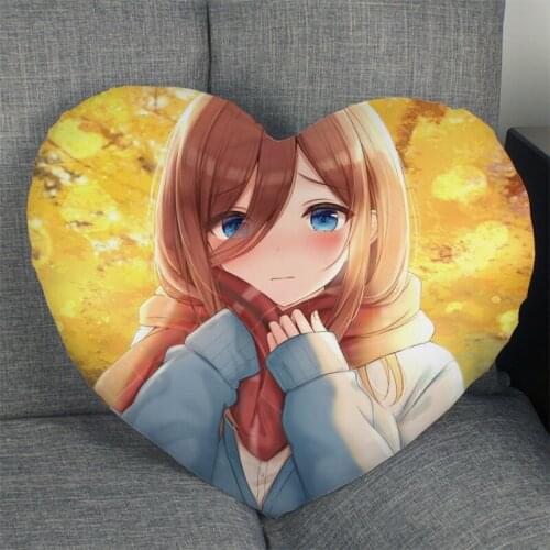 Quintessential Quintuplets Anime Nakano Miku Heart Shape Pillow Covers Bedding Comfortable Cushion/High Quality Pillow Cases