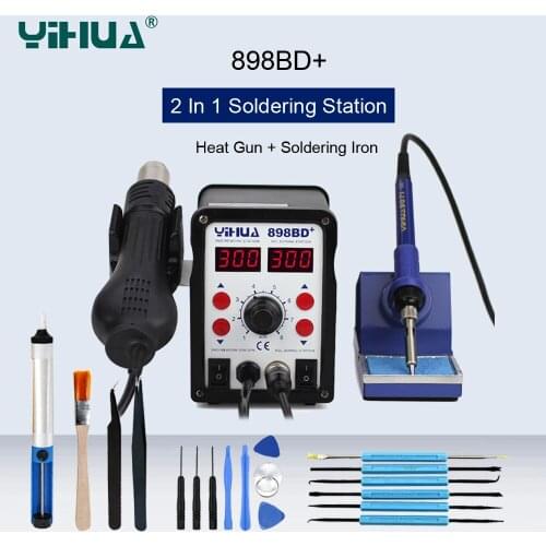 YIHUA 2 In 1 Digital Display Hot Air Desoldering Station Thermostat Soldering Station SMD Soldering Iron Heat Gun Rework