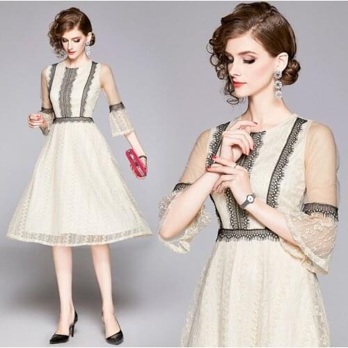 2021 Vintage Solid Lace Sexy Midi Dresses Spring Summer High Street Plus Size Runway Dresses Elegant Women Bodycon Party Vestido