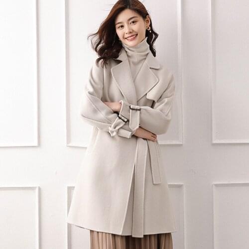 Womens autumn winter wool coat womens medium and long 2020 Hepburn wind coat Korean version of small denim coat