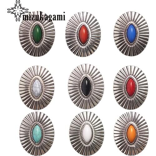3pcs/lot Retro Zinc Alloy Oval Decorative Buttons Charms Pendants For DIY CONCHO Hair Jewelry Accessories