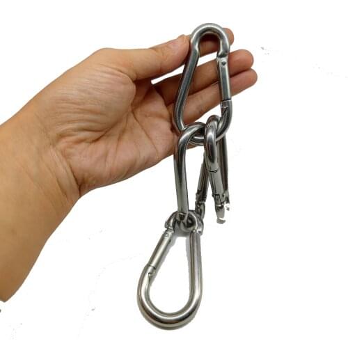 4pcs M8 Stainless Steel 304 Carabiner Carbine Snap Hook Key-Lock