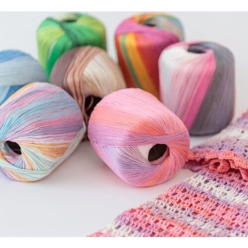 50g No. 5 Gradient Lace Cotton yarn Segmental Dyeing Yarn DIY Hand Knitting Crochet Garment Doll Lace Yarn