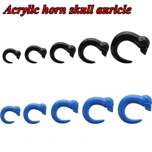 Acrylic Ear Expanders Horned Skull Ear Auricle Punk Ear Piercing Ring Cartilage Earrings Expansion Tunnels Curve Pircing Jewelry
