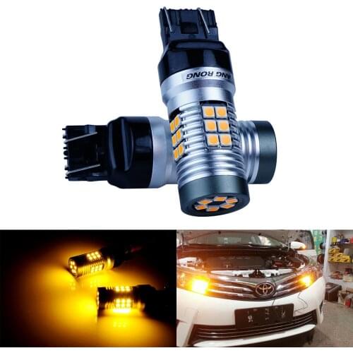 ANGRONG 2x Amber 7443 7440 W21W LED Daytime Running Light Bulb For Vauxhall Insignia CORSA D