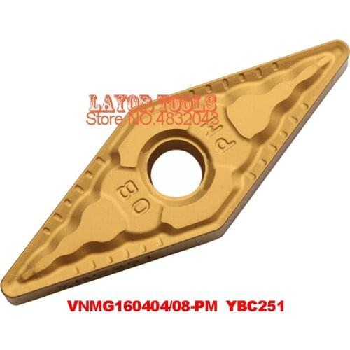 Free Shipping 10PCS VNMG160404-PM YBC251/VNMG160408-PM YBC251 Diamond Brand Cemented Carbide Cutting Tools Inserts