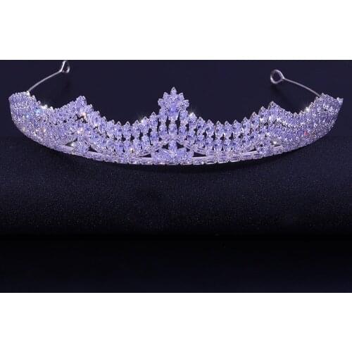 Shiny Zircon Crown Luxury Wedding Headwear Hair Tiaras Women Hair Jewelry 3A CZ Bridal Crowns HQ0207