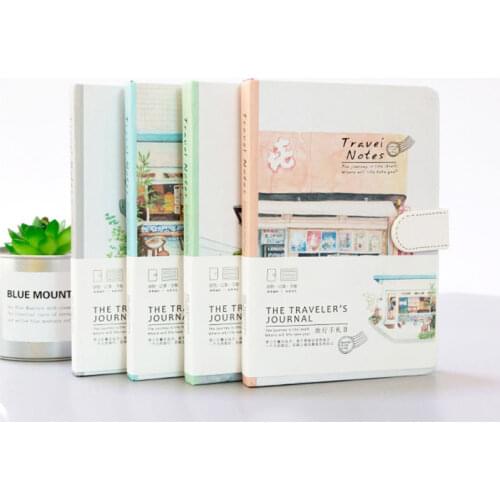 A5 Creative Magnetic Button Notebook Diary Color Page Illustration Hand Account Notepad School Supplies Notebook