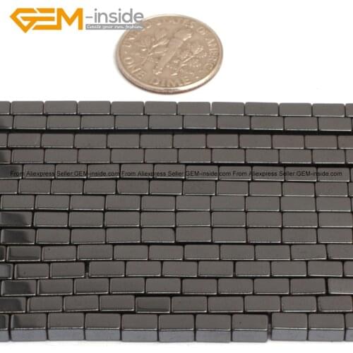 Gem-inside Natural Rectangle Magnetite Hematite Healing Stone Beads For Jewelry Making Bracelet Necklace 3X5mm 15inches DIY