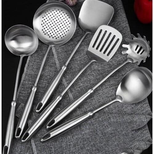 Household kitchenware set manufacturers direct selling 304 high quality stainless steel spatula calabash sanding stir-fry spatul