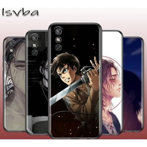 Attack on Titan Eren Jaeger for Huawei Y9A Y9 Y9S Y8S Y8P Y7P Y7 Y6S Y6 Y5P Y5 Prime Pro Lite Black Phone Case