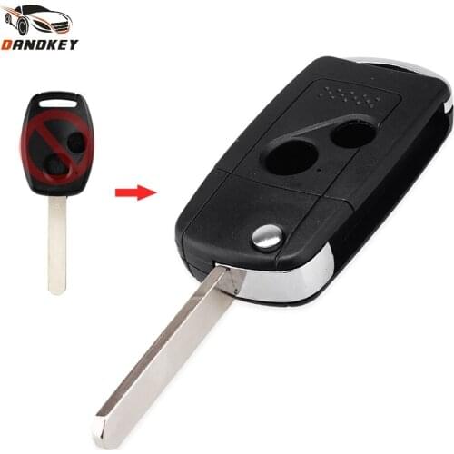 Dandkey 2 Buttons Modified Flip Remote Car Key Case Shell For Honda CRV Fit Accord Pilot Civic Fob Folding Auto Key Cover
