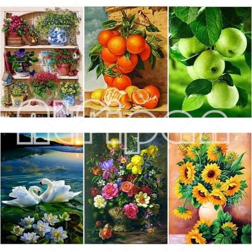 DIY 5D Diamond Painting Fruit Diamond Embroidery Full Round Drill Mosaic Picture Rhinestone Cross Stitch Kitchen Wall Home Decor