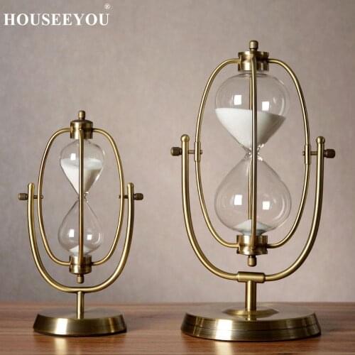 24/32cm Elegant Rotating Hourglass Decoration Metal Spinning Sandglass for Club Hotel Home Office Decor Crafts Ornaments Gift