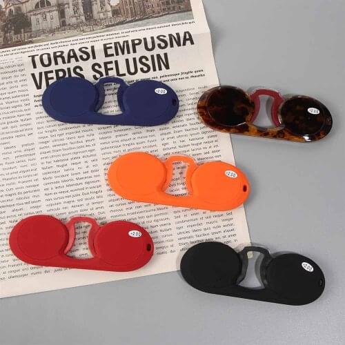 Portable Silicone Nose Clip Pocket Reading Glasses Men Women Classic Round Flat Mirror Rimless Readers Spectacles Vision Care