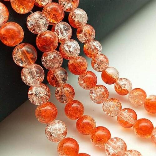 Wholesale Torrid orange white Cracked Glass Losse Round Beads For Jewelry Making DIY Bracelet Earrings Charms Necklace 6/8/10mm