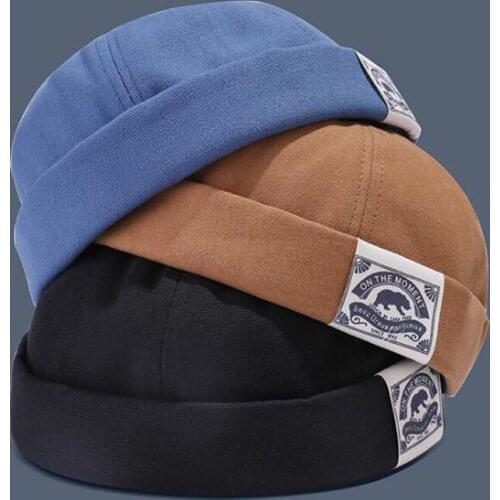 Fashion Men Docker Cap Retro Sailor Cap Beanie Hats Men Women Warm Bucket Cap Brimless Hat Skullcap Bonnet Dad Caps