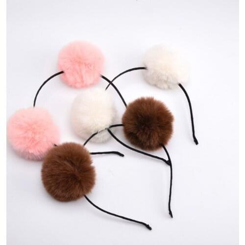 Ball Big Handmade Lolita Cute Hair Accessories Plush Bow Bear Cat Ear Hairpin Tail KC Hairband Set Hair Clips for Girls Headband