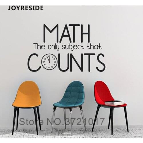JOYRESIDE Math Count Wall Stickers Home Playroom Wall Decals Math The Only Subject Wall Murals Design Wallpaper Math Fun WM237