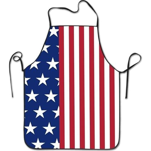 Novelty US American Flag Bib Apron Adult Women Unisex Durable Comfortable Washable For Cooking Baking Kitchen Restaurant