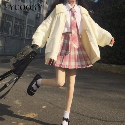 2021 Autumn Winter New Knitted Cardigans Women Japanese Sweet Sweater Jackets Female Korean Loose Solid Basic Warm Cardigan