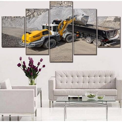 Canvas HD Prints Poster Living Room Decorative Framework 5 Piece Vehicles L580 Wheel Loader Painting Wall Art Modular Pictures