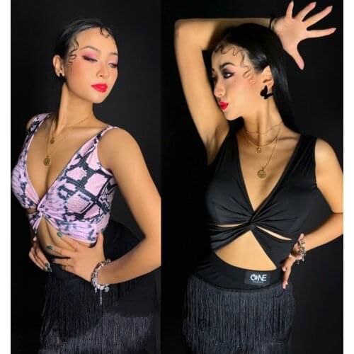 Sexy Latina Dance Tops Women Modern Dance Outfit Leopard Practice Wear Stage Costume Salsa Dancewear Designer Clothes DL8252