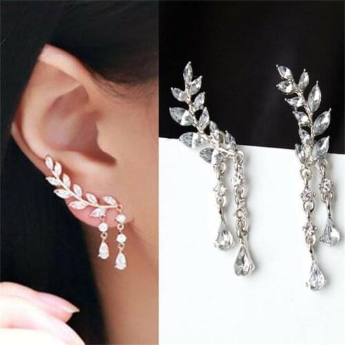 Trendy Angel Wings Crystal Drop Earrings For Women Long Pendant Dangle Earrings For Girls Jewelry Gift Party
