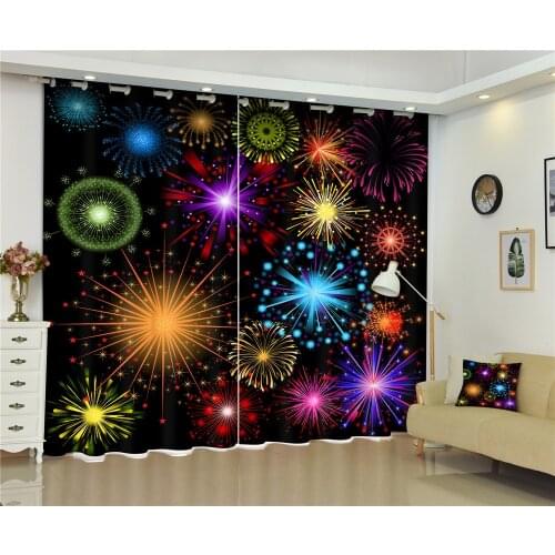 Curtains fireworks print Luxury Blackout 3D Window Curtains For Living Room kids Room Bedroom Drapes cortinas Customized size
