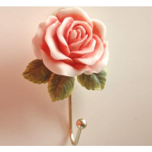 Super beautiful rose coat hook Pastoral style Robe Hooks Hat hooks Beautiful flowers hook Nice Decoration