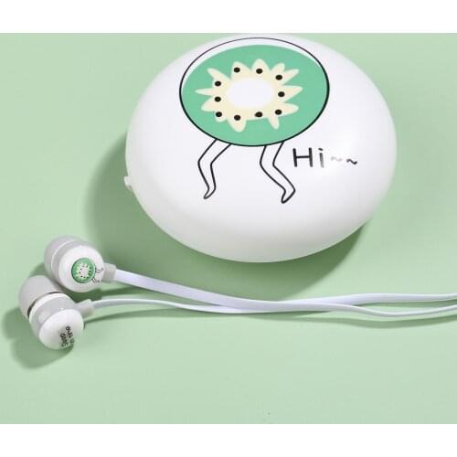 Universal Headphones Wired Cartoon Fruit Pear Watermelon Pattern Gaming Headset Wired In-era Earbuds Earphone with Microphone