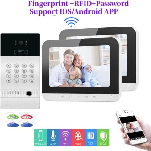 Smart App Remote Unlock WiFi IP Video Door Phone Video Intercom System Motion Detection Fingerprint password RFID Camera