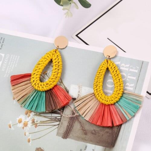 Handmade Weave Drop Earrings Womens Accessories Colorful Tassel Earrings For Women Vintage Jewelry Wholesale Design Trend 2021