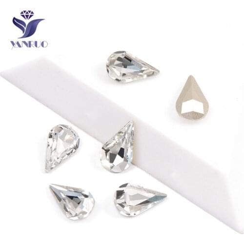 YANRUO 4300 Pear Drop Crystal Nails Art Rhinestones Applique Nail Strass Sewing Crystal Drop Stones For Garment Clothes