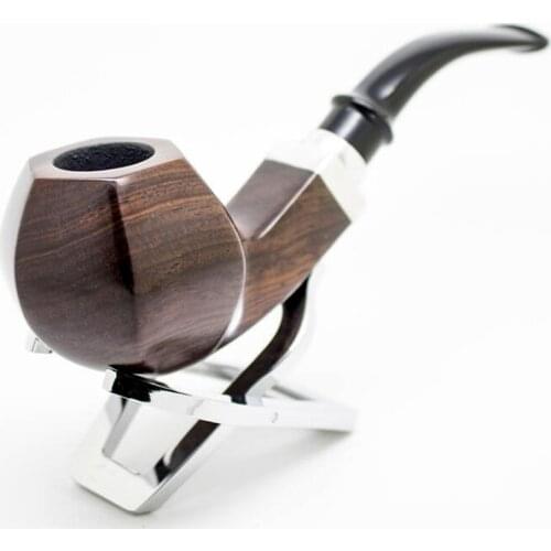 1 Pcs Wooden Pipe Ebony Smoking Ebony Wood Smoking Pipes Handmade Classic Bent Gift Tube Supplies