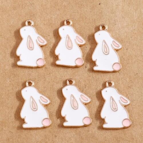 10pcs 16*21mm Enamel Bunny Charms Cute Animals Pendants Bracelet Necklace Charms for Jewelry Making DIY Findings