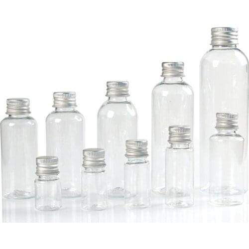 20PCS Plastic Bottle 5/10/30/50/60/100ml with Aluminum Screw Cap Cosmetic Container Travel Kits Portable PET Lotion Cream