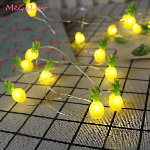 20pcs Pineapple LED String Light Luminous Hawaii Party Decoration Flamingo Unicorn Cactus Lights Tropical Party Supplies