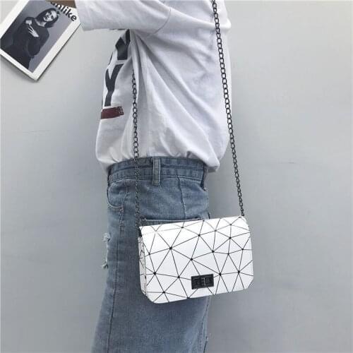 2021 New Wild Crack Printed Messenger Bag Pu Geometric Rhombus Small Square Bag Luxury Brand Fashion Women Shoulder Bags