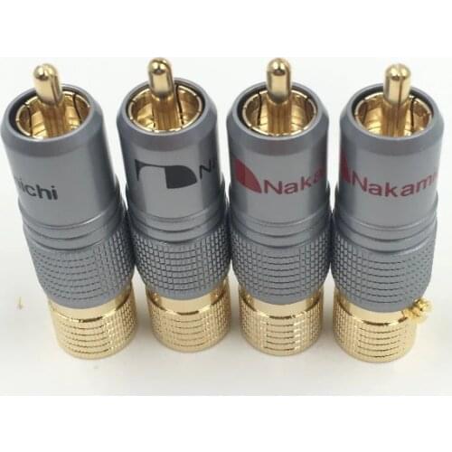 6pcs NAKAMICHI 10mm Gold Plated RCA Plug Locking Non Solder Plug RCA Coaxial Connector Socket Adapter factory High Quality