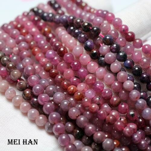 Meihan Free shipping (1 strand) natural 4.5-5mm ruby smooth round stone beads for jewerly bracelet earring DIY making
