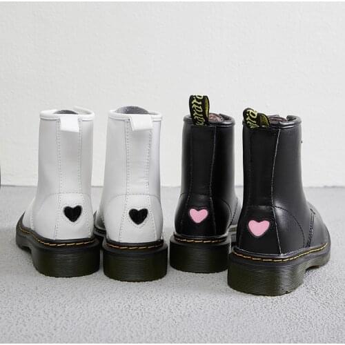 Winter Genuine Leather Womens Boots Love Black Casual Ankle Boots Girls Fashion Boots Zipper Motorcycle Boots 40 Womens Shoes