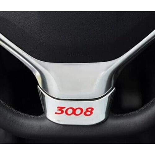 Carmilla Car Styling ABS Plating Steering Wheel Decoration Trim Sticker Case For Peugeot 3008 2014 2015 2016 Car Accessories