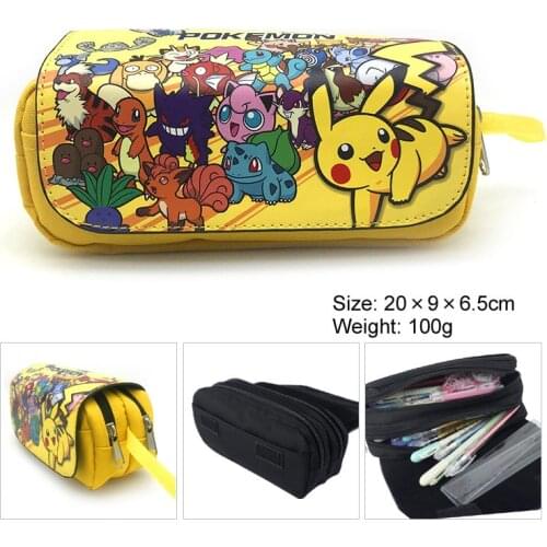 Cartoon Pokemon Pencil Case Pikachu Pencil Case Boy Girl School Pencil Bag Cute Cosmetic Makeup Coin Pouch Double Zipper Pen Bag