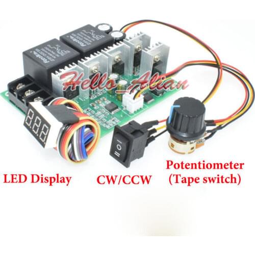 DC 12V 24V 48V 60A PWM DC Motor Speed Controller 0-100% CW CCW Reversible Regulator Switch LED Display For 775/785 motor