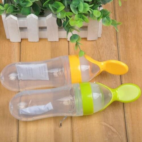 Baby Training Spoon Rice Paste Milk Bottle Silicone Extrusion Children Tableware Feeding Feeder Rice Paste Spoon