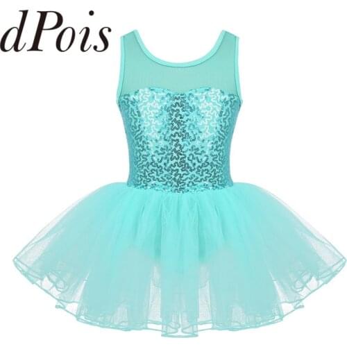 Kids Girls Ballet Dress Sequins Ballet Tutu Dress for Girl Gymnastics Leotard Dress Childrens Dancewear Childs Dance Costume
